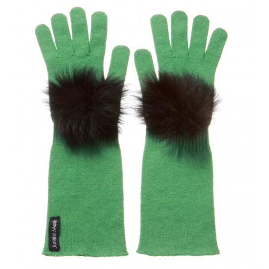 Cashmere Gloves with Fox Fur Decoration packaged in Signature box